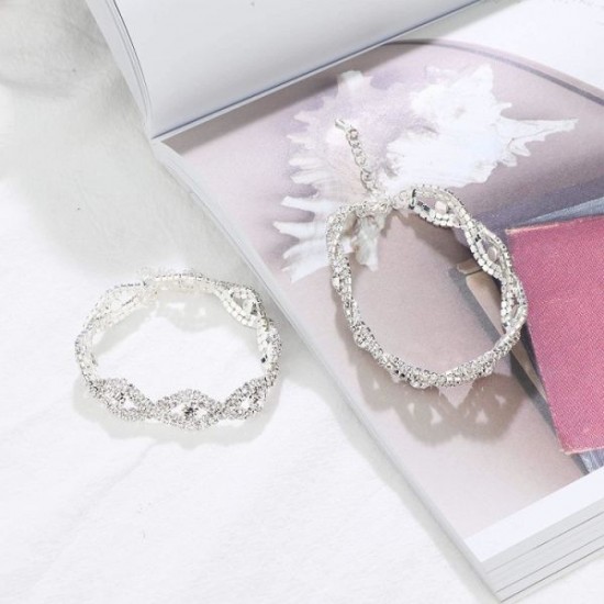 3PCS Bridal Wedding Bracelets Set Made With Clear Crystals Sets For Women Or Bridesmaids 3PCS Bridal Wedding Bracelets Set Made With Clear Crystals Sets For Women Or Bridesmaids